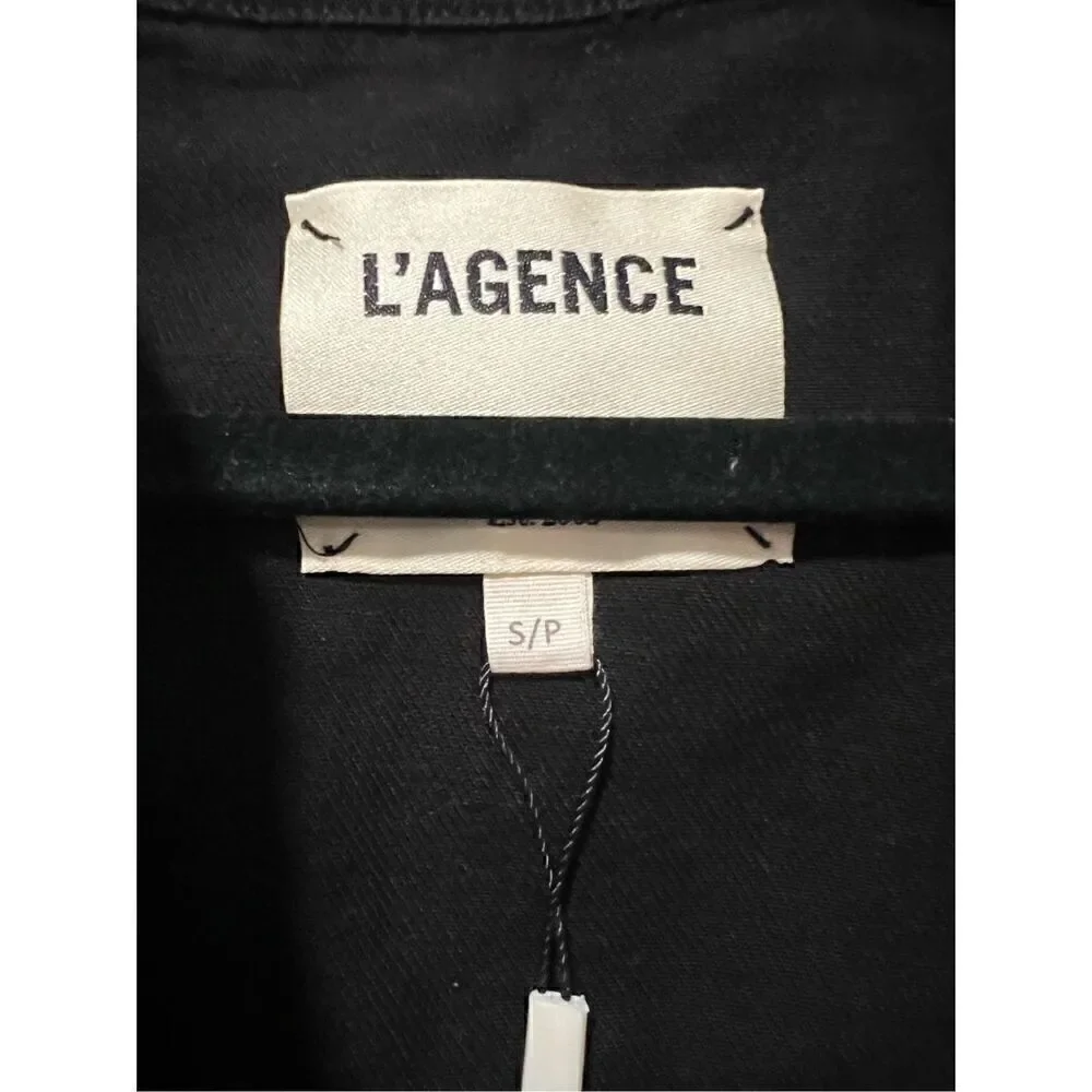 L'AGENCE Women's Black Long Sleeve Yari Collarless Jean Jacket Small NWOT